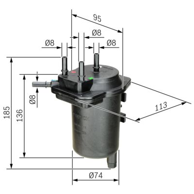N7013 DİZEL YAKIT FİLTRESİ NISSAN; RENAULT; SUZUKI ALMERA 1.5 DİESEL TURBO HATCHBACK; ALMERA 1.5 DİE SEL TURBO SEDAN; CLYO II 1.5 DCY; CUBE 1.5 DCY; JY – 0450907013