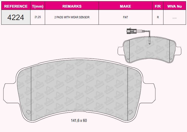 FIAT FREN BALATASI ARKA FISLI DUCATO 14> / BOXER 14> / JUMPER 14> KABLOLU