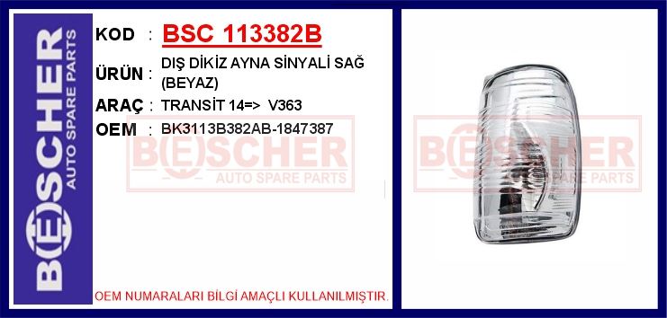 FORD DIS DIKIZ AYNA SINYALI SAG (SEFFAF) TRANSIT V363 14 />