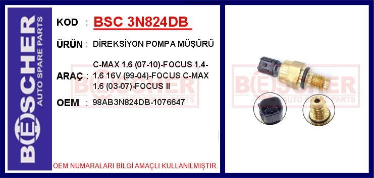 FORD DIREKSIYON POMPA MUSURU C-MAX 1.6 (07-10)-FOCUS 1.4-1.6 16V (99-04)-FOCUS C-MAX 1.6 (03-07)-FOCUS II