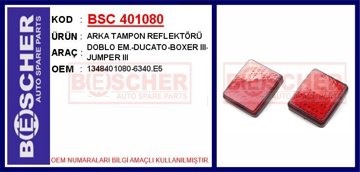 FIAT ARKA TAMPON REFLEKTORU DUCATO III BOXER III JUMPER III 06> DOBLO 01>