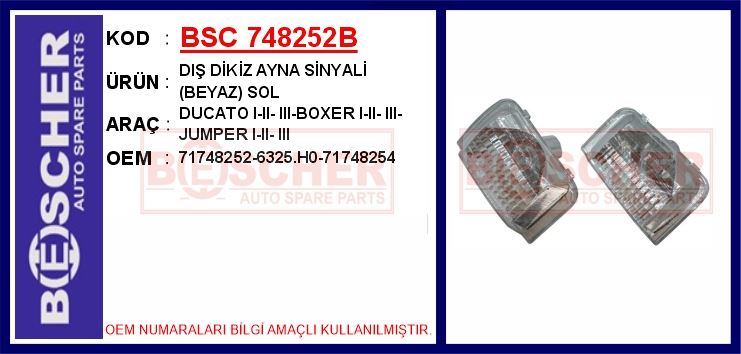 FIAT DIS DIKIZ AYNASI SINYALI (BEYAZ) SOL BOXER III JUMPER III DUCATO III 06>