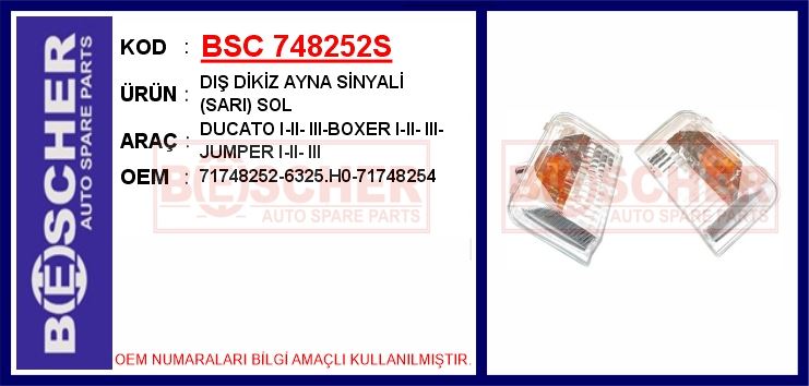 FIAT DIS DIKIZ AYNASI SINYALI (SARI) SOL BOXER III JUMPER III DUCATO III 06>