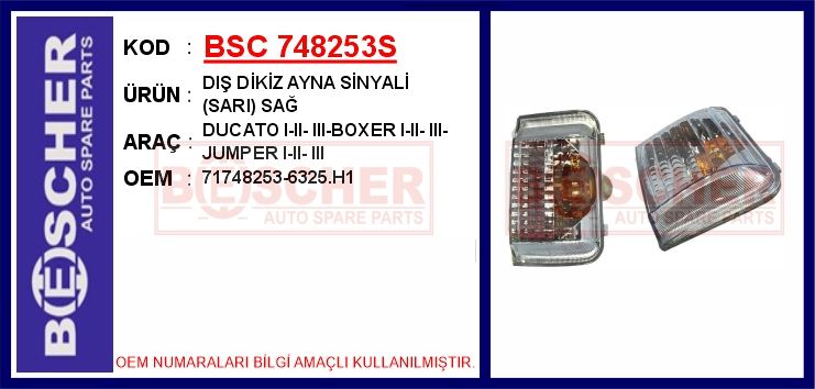 FIAT DIS DIKIZ AYNASI SINYALI (SARI) SAG BOXER III JUMPER III DUCATO III 06>