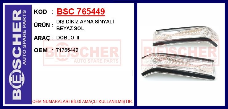 FIAT DIS DIKIZ AYNA SINYALI SOL DOBLO 10> / COMBO 12>