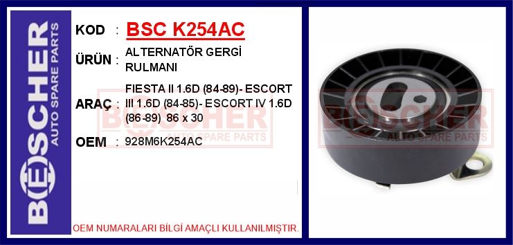 FORD ALTERNATOR GERGI RULMANI FIESTA II 1.6D (84-89)- ESCORT III 1.6D (84-85)- ESCORT IV 1.6D (86-89) 86