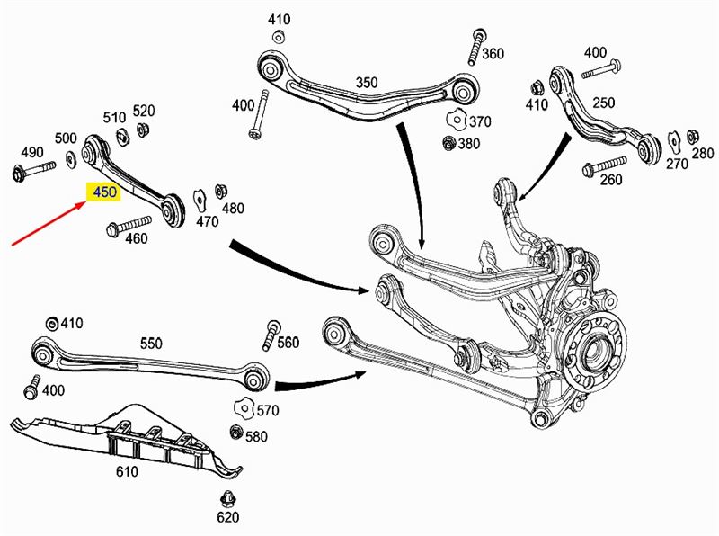 MERCEDES DENGE KOL BURCU ARKA UST IC (UZUN ROT) W222 13>17 A217 15> C217 15>