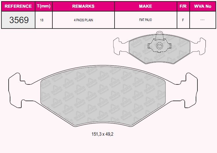 FIAT ON FREN BALATASI PALIO 178BX 1,2 1,4 1,4 KAT 1,6 16V 4 / 96 08 / 01 SIENA 1,2 1,4 1,4 KAT 4 / 96 08