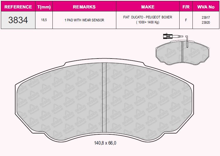 FIAT ON FREN BALATASI BOXER DUCATO JUMPER 2,0HDI 2,0I 2,2HDI 14Q FISLI 02 06