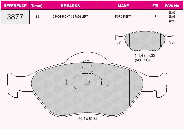 FORD ON FREN BALATASI FIESTA IV / V 95>08 FUSION 02>12 KA 1,6 03>08 MAZDA 121 III 03> ABSLI
