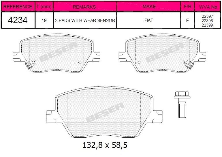 FIAT ON FREN BALATASI FIAT EGEA 1.3 / 1.4 / 1.6D MULTIJET 15>