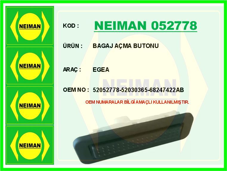 FIAT BAGAJ ACMA KUMANDA BUTONU EGEA SEDAN JEEP RENEGADE