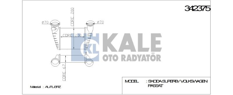 TURBO RADYATÖRÜ (INTERCOOLER) VW PASSAT  00-05 1.8  M/A SKODA SUPER B 02-08 – KL342375