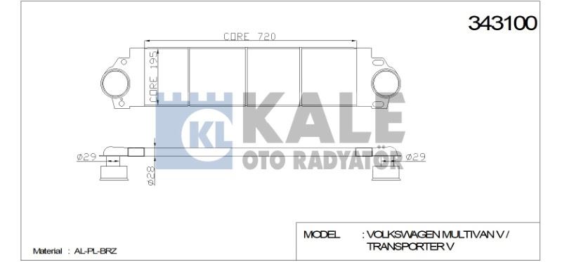 TURBO RADYATÖRÜ (INTERCOOLER) VW MULTIVAN V TRANSPORTER V (720X194X27) AL/PL/BRZ – KL343100