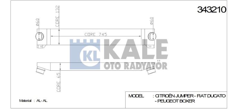 TURBO RADYATÖRÜ (INTERCOOLER) FIAT DUCATO 06-14  2.3 D/3.0 D MULTİJET 2,0 D (745X145X64) – KL343210