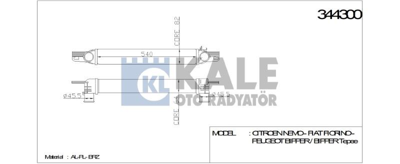 TURBO RADYATÖRÜ (INTERCOOLER) FIAT FIORINO (540X82X64) AL/PL/BRZ – KL344300