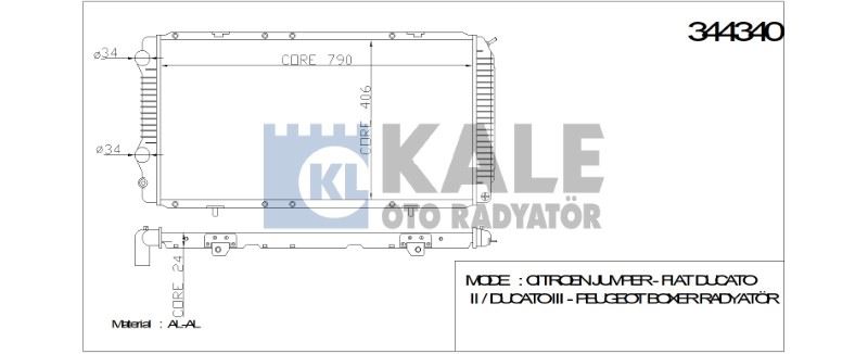 RADYATÖR CITROEN JUMPER – FIAT DUCATO II / DUCATO III – PEUGEOT BOXER AL/BRZ – KL344340