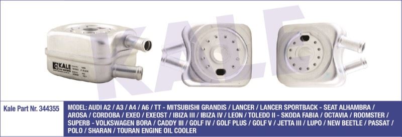 YAĞ SOĞUTUCU VW BORA/CADDY III/GOLF IV-V/JETTA III/PASSAT/POLO/SHARAN/TOURAN  AUDI A2/A3/A4/A6/TT – KL344355