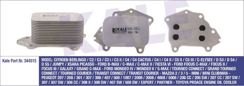 YAĞ SOĞUTUCU CITROEN C2/C3/C4/C-ELYSEE FORD FOCUS PEUGEOT 207/208/301/307/206 /PARTNER AL/PL/BRZ – KL344515