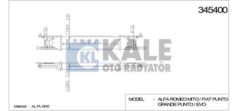 TURBO RADYATÖRÜ (INTERCOOLER) FIAT PUNTO PUNTO EVO GRANDE PUNTO (450X97X52) AL/PL/BRZ – KL345400