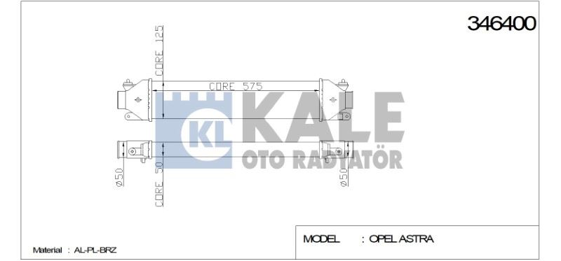 TURBO RADYATÖRÜ (INTERCOOLER) FIAT BRAVO II DOBLO PRATICO PUNTO PUNTO EVO GRANDE PUNTO (572X127X50) – KL346400