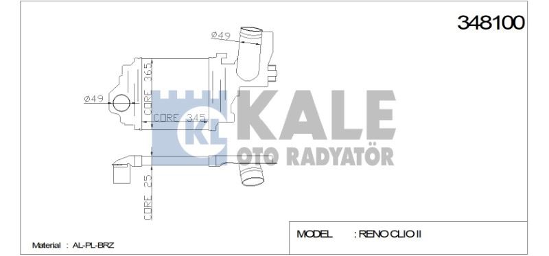 TURBO RADYATÖRÜ (INTERCOOLER) RENAULT CLIO II (345X370X27) AL/PL/BRZ – KL348100