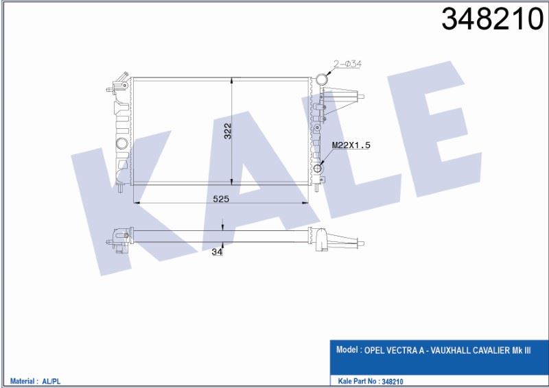 RADYATÖR OPEL VECTRA A 88> 1.6-1.8 (MT) AL/MKNK (34) – KL348210