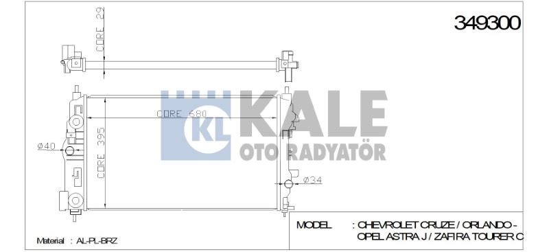 RADYATÖR OPEL ASTRA J ASTRA GTC J ZAFIRA TOURER C (680X397X28) AL/PL/BRZ – KL349300