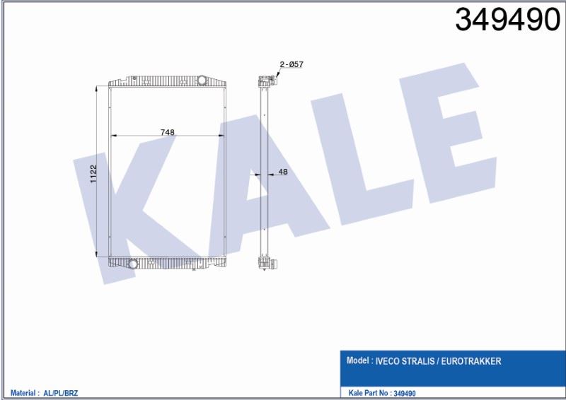 RADYATÖR IVECO STRALIS /EUROTRAKKER (ÇERÇEVESİZ) (MT) AL/BRZ (1122X748X48) – KL349490