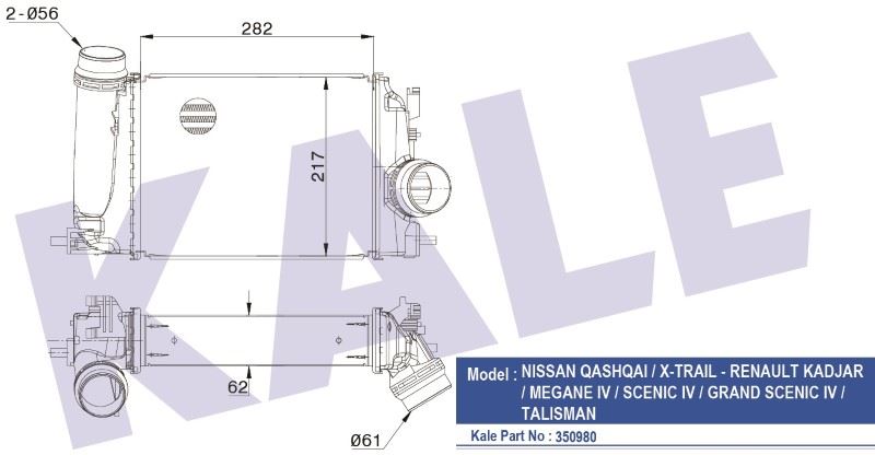 TURBO RADYATÖRÜ (INTERCOOLER) RENAULT MEGANE IV   NISSAN QASHQAI 1.5DCI – KL350980