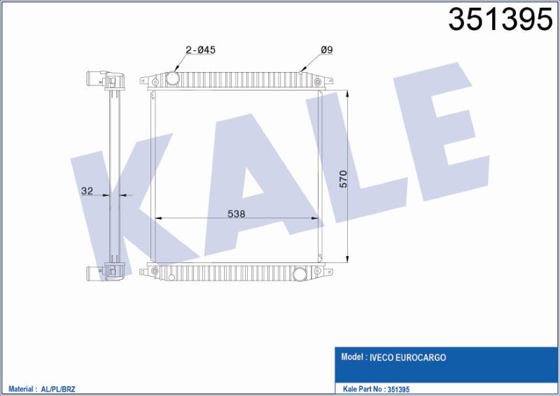 RADYATÖR IVECO EUROCARGO RADYATÖR AL/BRZ (570X538X32) – KL351395