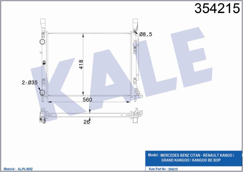 RADYATÖR CITAN – RENAULT KANGOO GRAND KANGOO KANGOO BE BOP AL/PL/BRZ – KL354215
