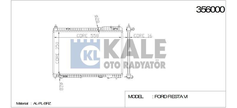 RADYATÖR FORD FIESTA VI (350X538X16) AL/PL/BRZ – KL356000