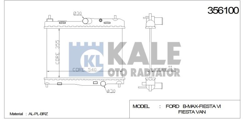 RADYATÖR FORD B-MAX FIESTA VI FIESTA VAN (350X538X16) AL/PL/BRZ – KL356100