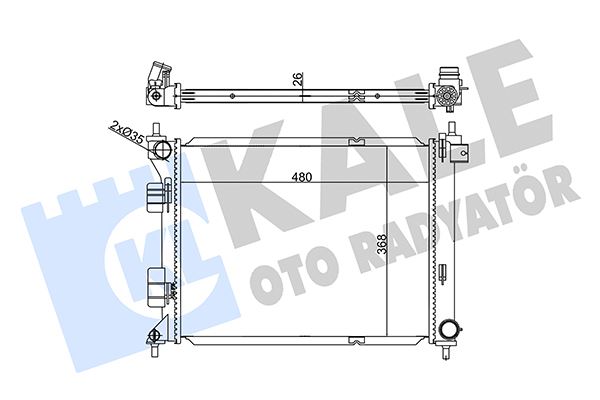 RADYATÖR HYUNDAI/KIA HYUNDAI İ20 ; İ20 ACTIVE 1.1/1.4CRDI 14=> (MT)  [26MM]  AL/BRZ 480×368X26 – KL356280