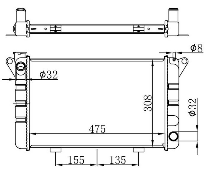 RADYATÖR RENAULT R12 TOROS TL,TX,S ALÜMİNYUM BRAZING 32MM – KL363655