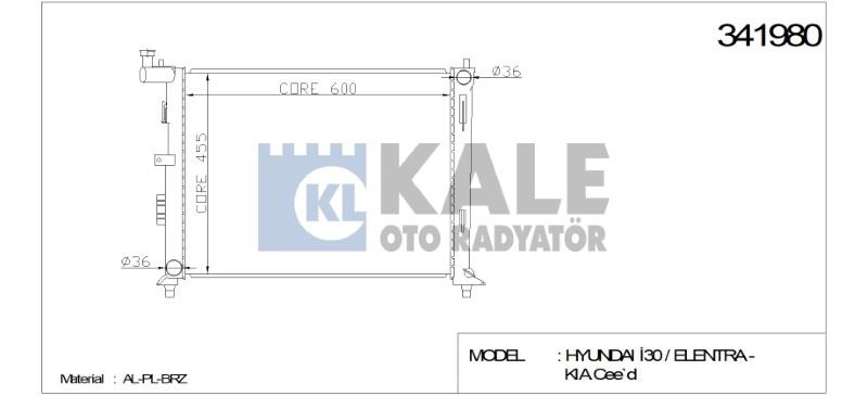 RADYATÖR SU I-30 07-11 / CEED 08-11 BENZİNLİ M-T BRAZING 16mm