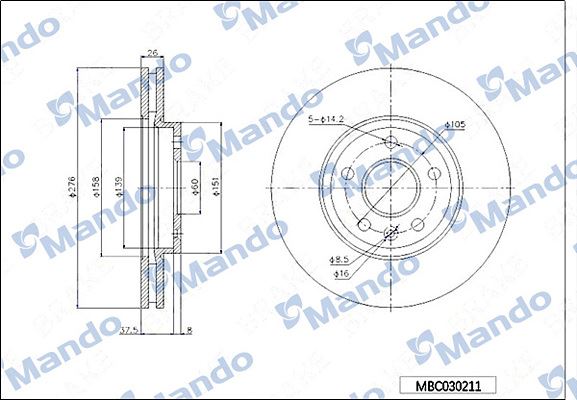 CHEVROLET ON FREN DISKI 15 INCH (276mm) ASTRA J 10> CRUZE10> AVEO T300