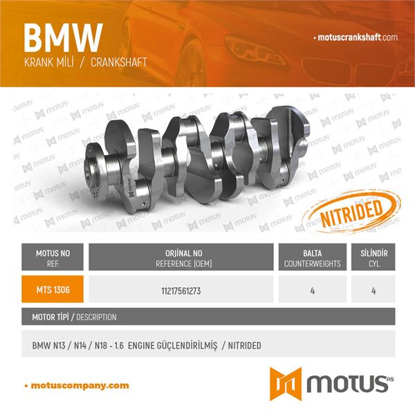 BMW KRANK MILI GUCLENDIRILMIS  BMW N13 N14 N18 B16A F20 F30