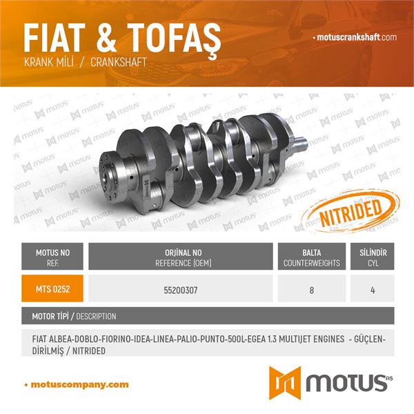 FIAT KRANK MILI 500 500C 500L ALBEA DOBLO PUNTO FIORINO GRANDE PUNTO IDEA LINEA PALIO PANDA 1.3 MJET 06>