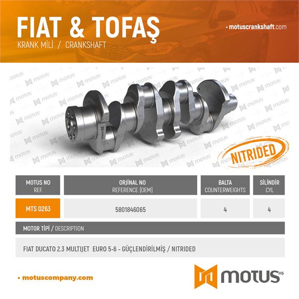 FIAT KRANK MILI (4 BALTA) FIAT DUCATO 2.3 MULTIJET  EURO 6 GUCLENDIRILMIS NITRIDED