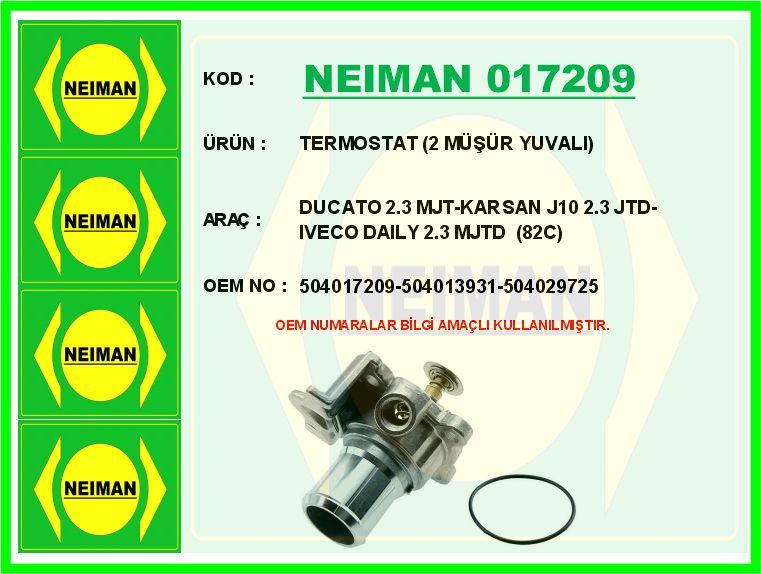 FIAT TERMOSTAT (2 MUSUR YUVALI) DUCATO 2.3 MJT-KARSAN J10 2.3 JTD-IVECO DAILY 2.3 MJTD (82C)