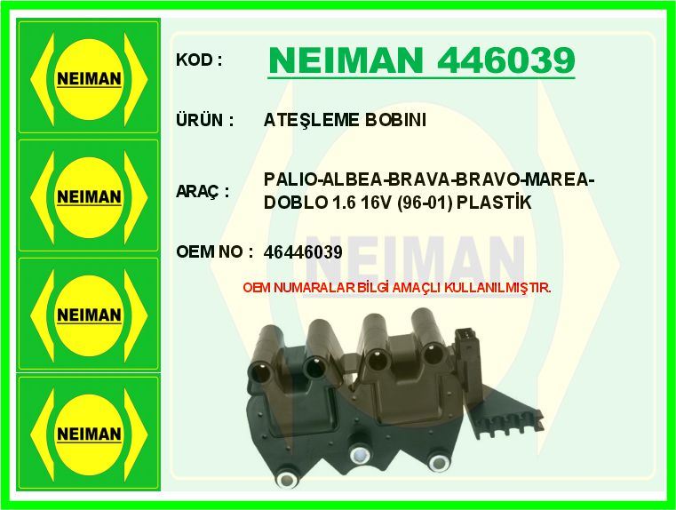 FIAT ATESLEME BOBINI PALIO-ALBEA-BRAVA-BRAVO-MAREA-DOBLO 1.6 16V (96-01)