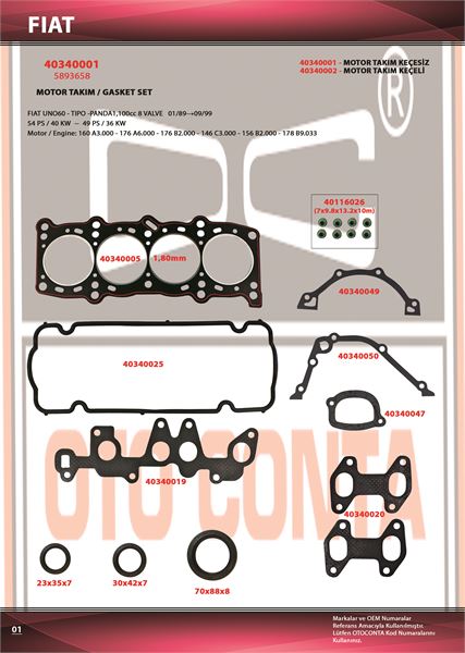 FIAT MOTOR TAKIM CONTA PALIO PUNTO ALBEA DOBLO 1.2 8V 97>