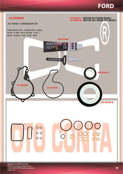 FORD ALT TAKIM CONTA VITON KECELI SUBAP LASTKSIZ S,K,C HARIC P107 P206 P307 NEMO BIPPER P207 C1 C2 C3 XSA