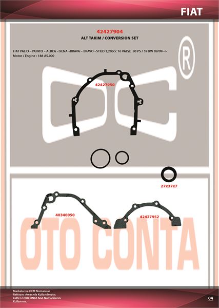 FIAT ALT TAKIM CONTASI VITON KECELI PALIO 1,2 16V