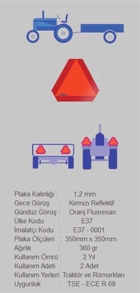 UNIVERSAL TRUCK TRAKTOR UCGEN ROMORK REFLEKTORU ONAYLI