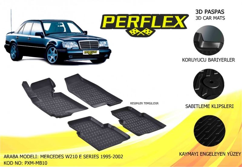 MERCEDES HAVUZLU PASPAS 3D X-MAT SIYAH E-CLASS W210 95>02