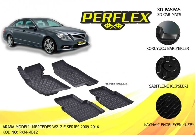 MERCEDES HAVUZLU PASPAS 3D X-MAT SIYAH E-CLASS W212 09>16