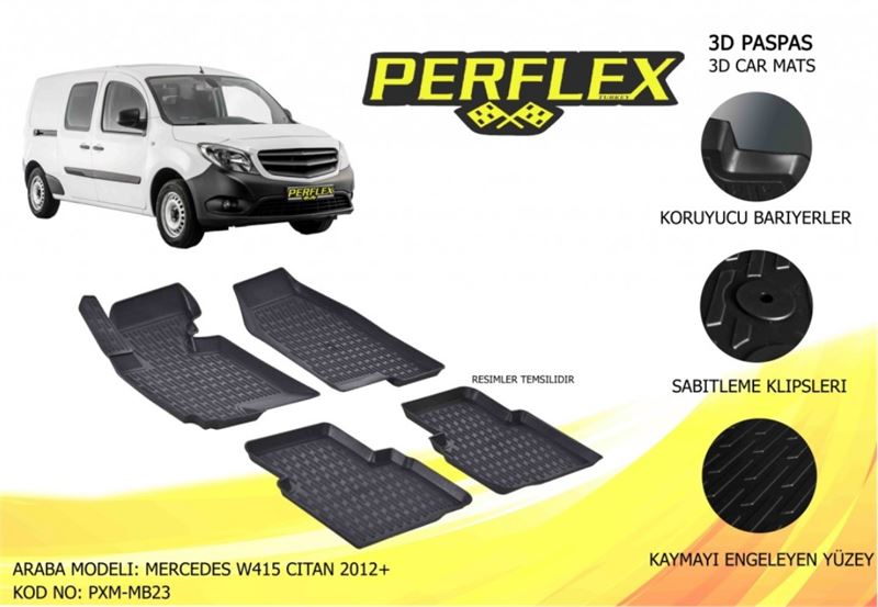 MERCEDES HAVUZLU PASPAS 3D X-MAT SIYAH CITAN 415 12>